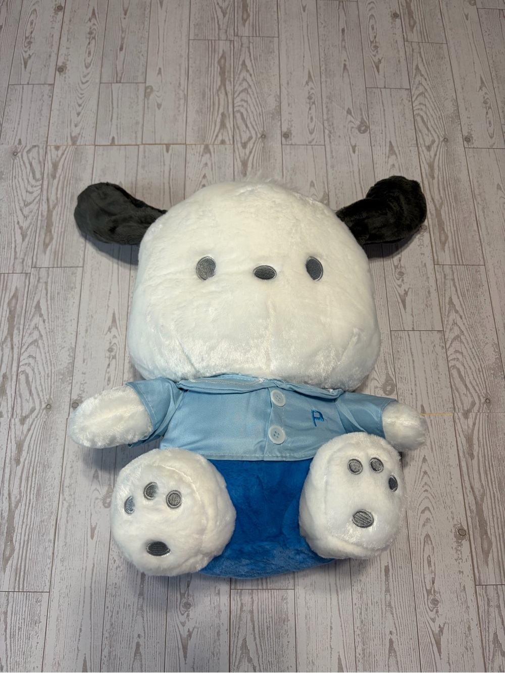 Plush Pochacco Stuffed Animal in White and Blue